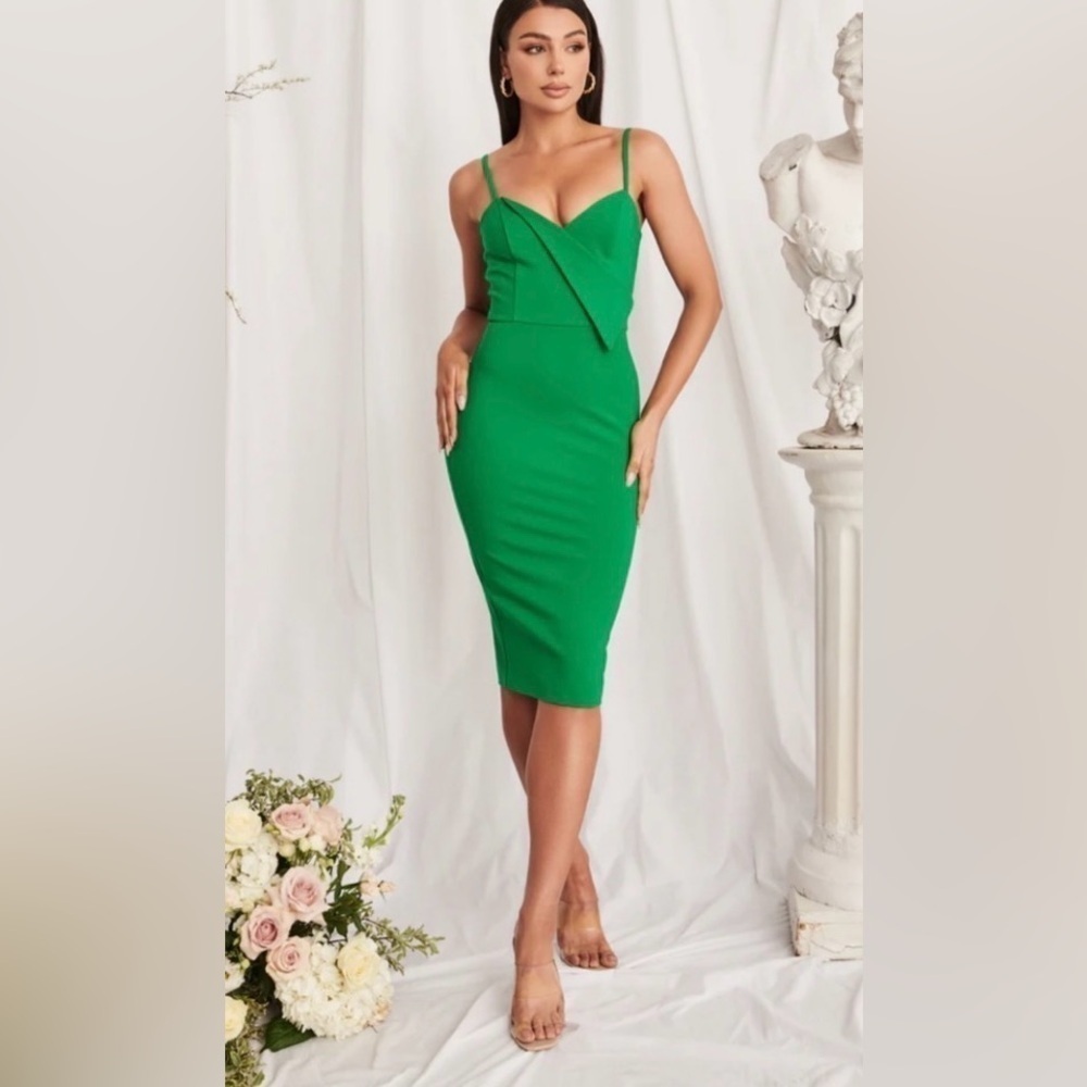 NWT Lavish Alice Sophie Origami Folded Ponte Midi Dress Spring Green Size 2 US